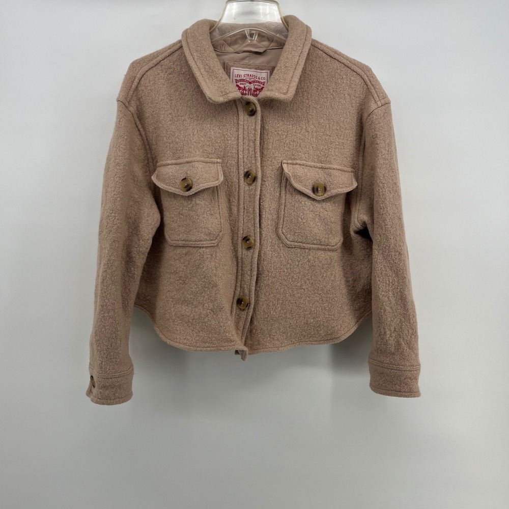Levi Strauss Co Shacket Jacket Oat‎ Wool Blend Button Front Collared Size L